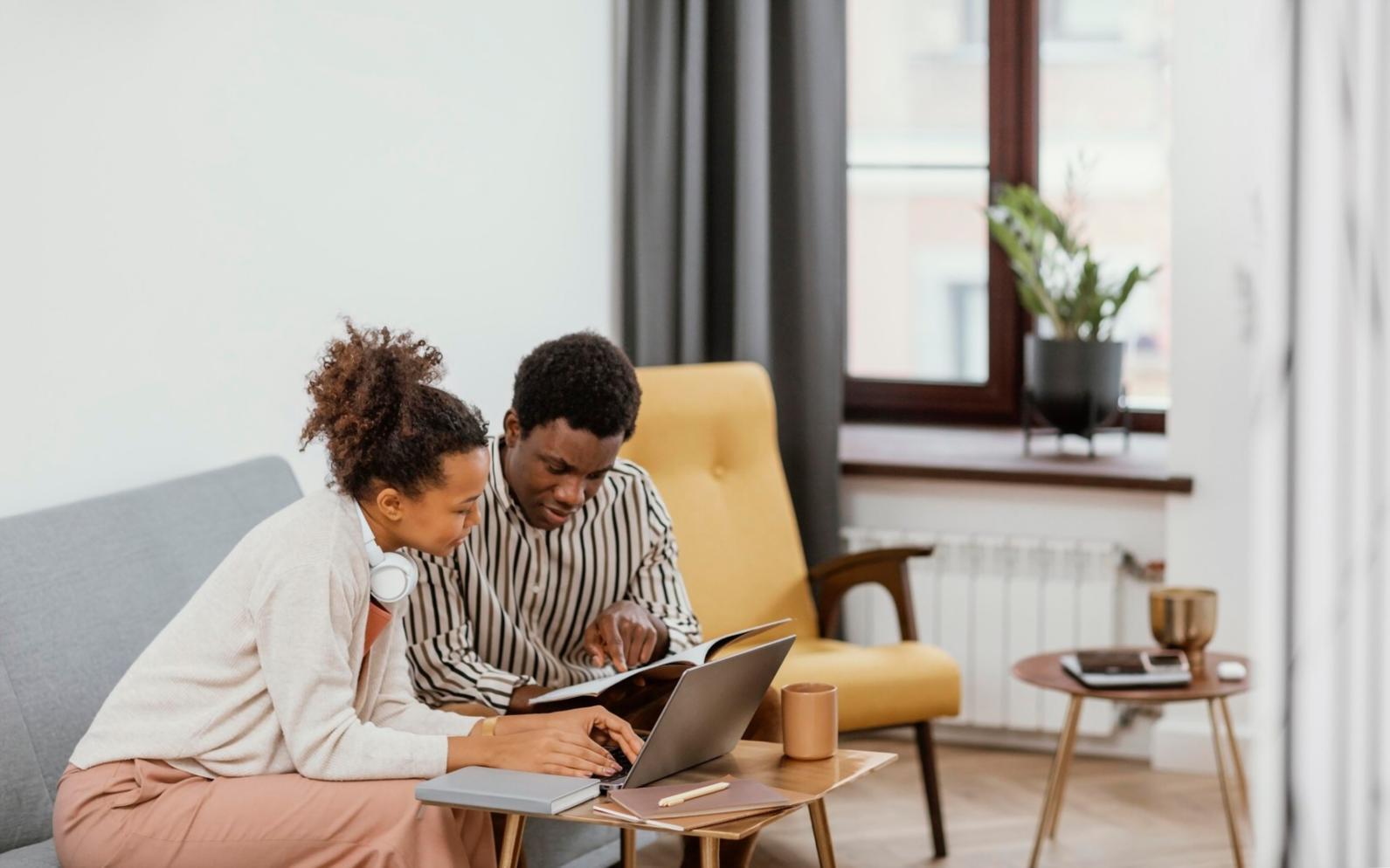 Financial planning materials and documents on a workspace